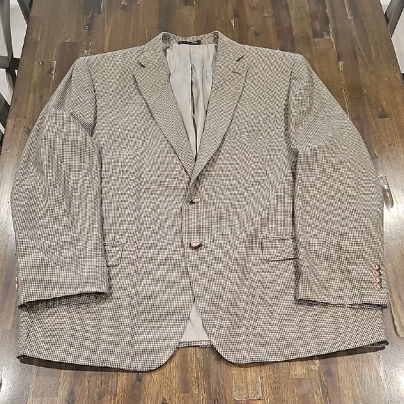 Ralph Lauren Wool Silk Blend Houndstooth Blazer